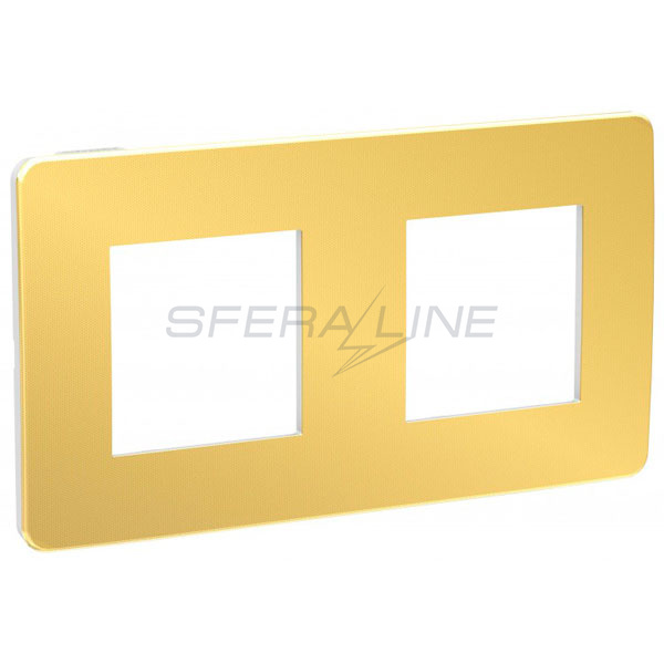 Рамка 2-постовая, золото/белый, Unica Studio Color, Schneider Electric